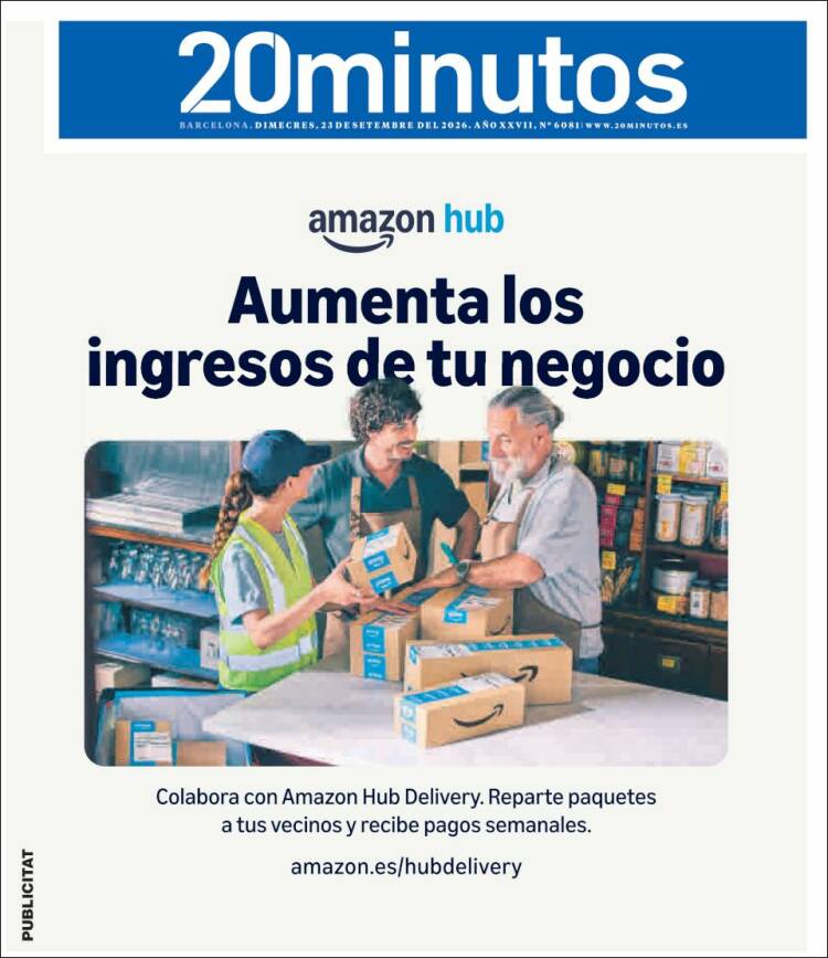 Portada de 20 Minutos - Barcelona (Espa&ntilde;a)