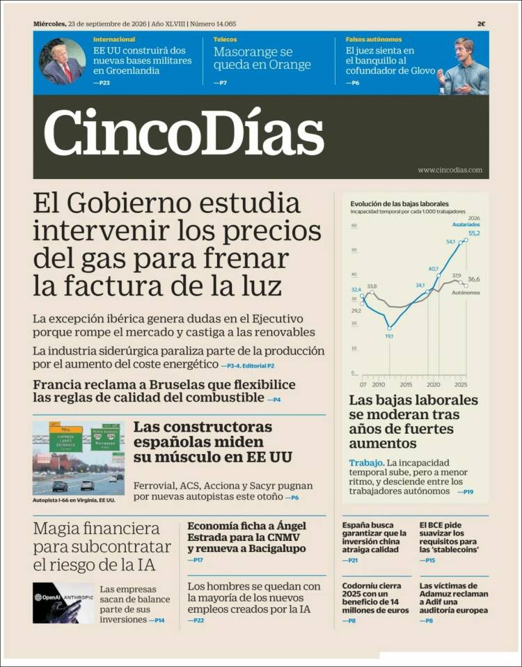 Portada de Cinco Días (Espa&ntilde;a)
