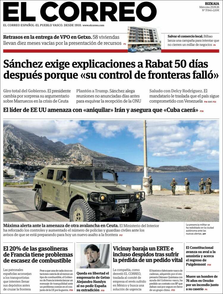 Portada de El Correo (Espa&ntilde;a)