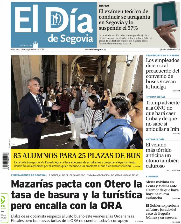 Portada de El Día de Segovia (Espa&ntilde;a)