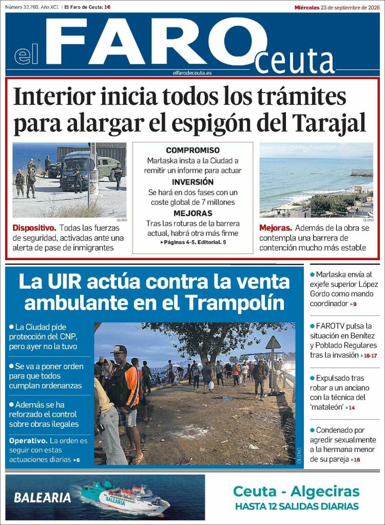 Portada de El Faro de Ceuta (Espa&ntilde;a)