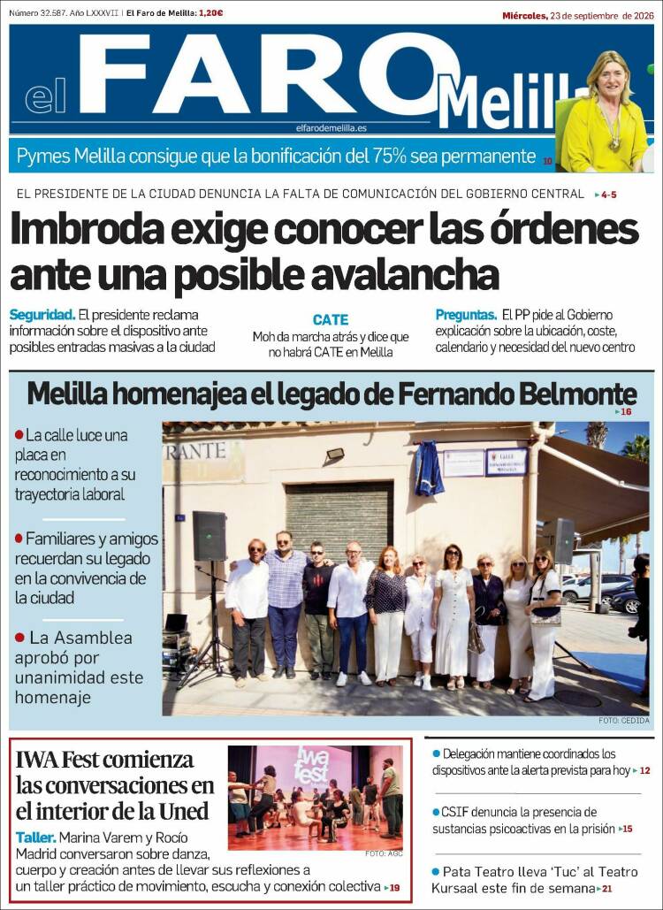 Portada de El Faro de Melilla (Espa&ntilde;a)