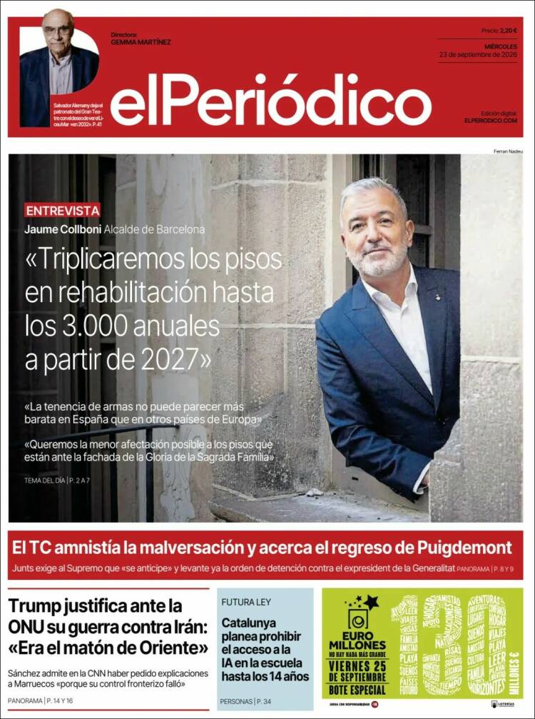 Portada de El Periódico (Espa&ntilde;a)