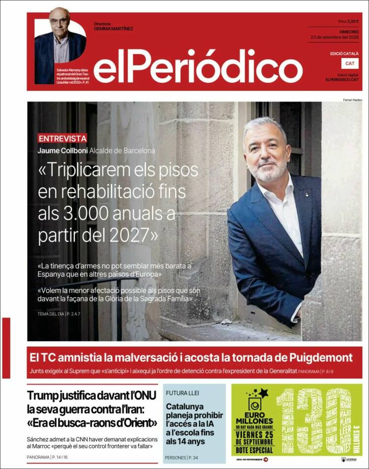 Portada de El Periódico de Catalunya (Espa&ntilde;a)