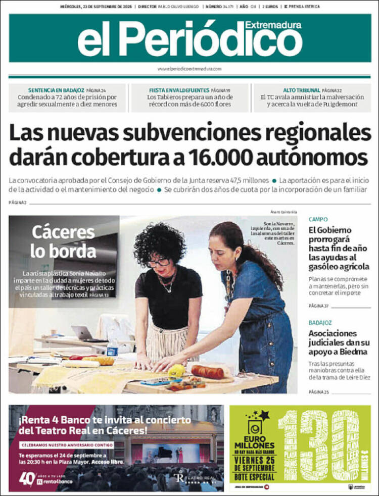 Portada de El Periódico de Extremadura (Espa&ntilde;a)