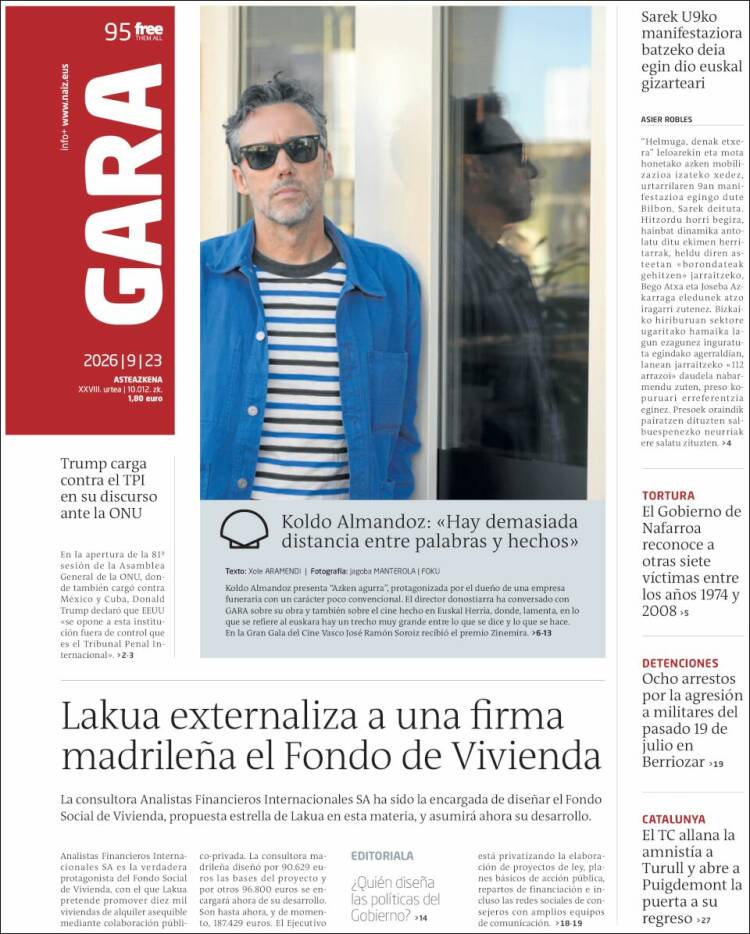 Portada de Gara (Spain)