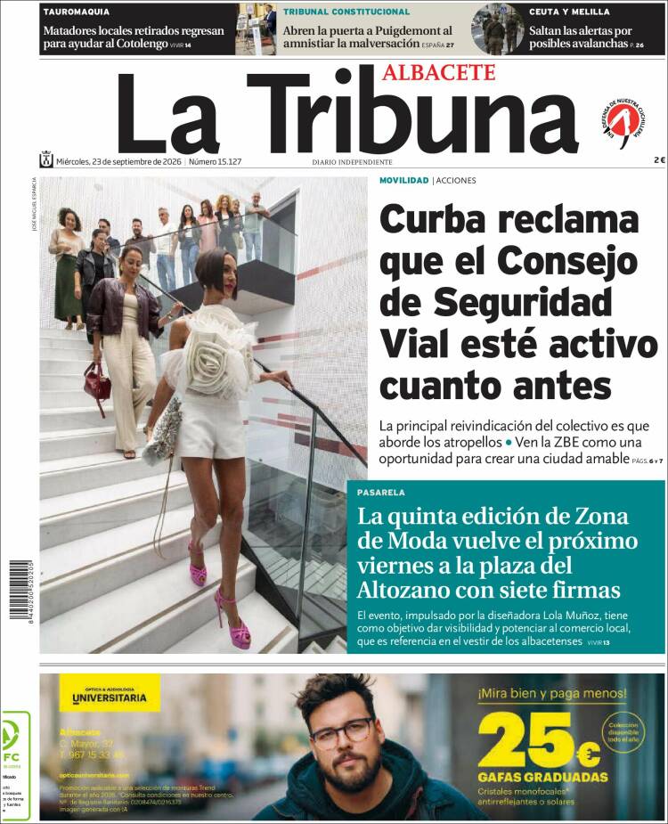 Portada de La Tribuna de Albacete (Espa&ntilde;a)