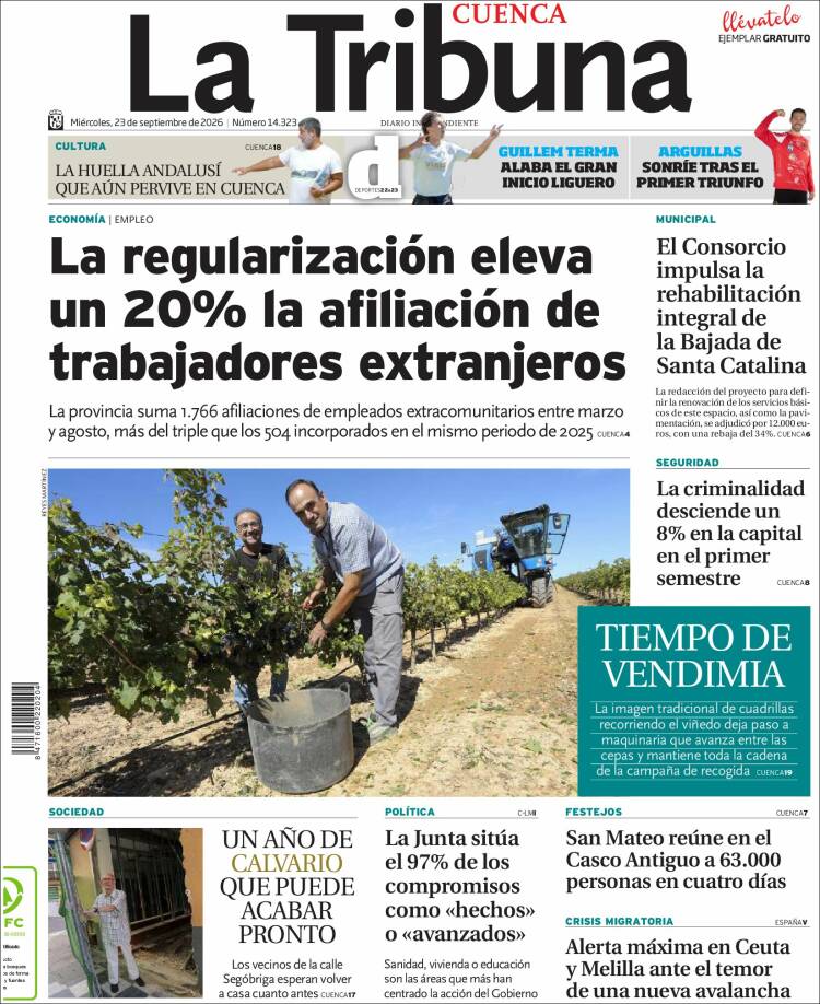 Portada de La Tribuna de Cuenca (Espa&ntilde;a)