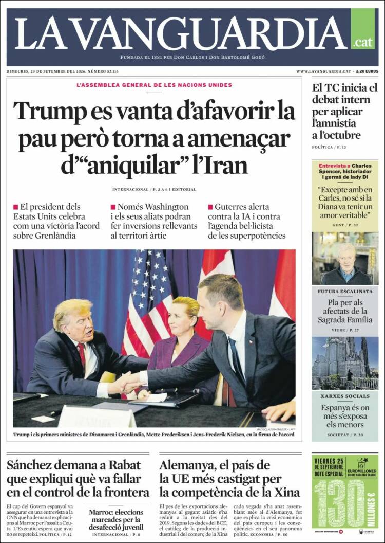Portada de La Vanguardia (Espa&ntilde;a)