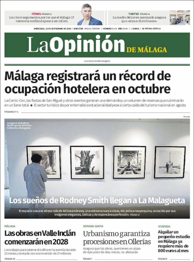Portada de La Opinión de Málaga (Espa&ntilde;a)