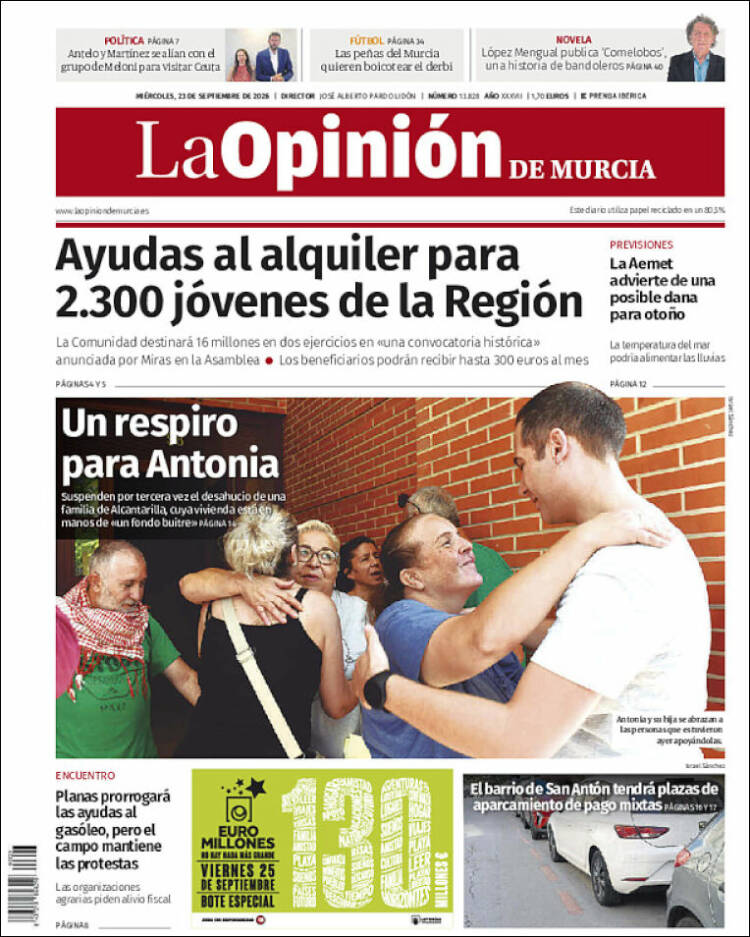 Portada de La Opinión de Murcia (Espa&ntilde;a)