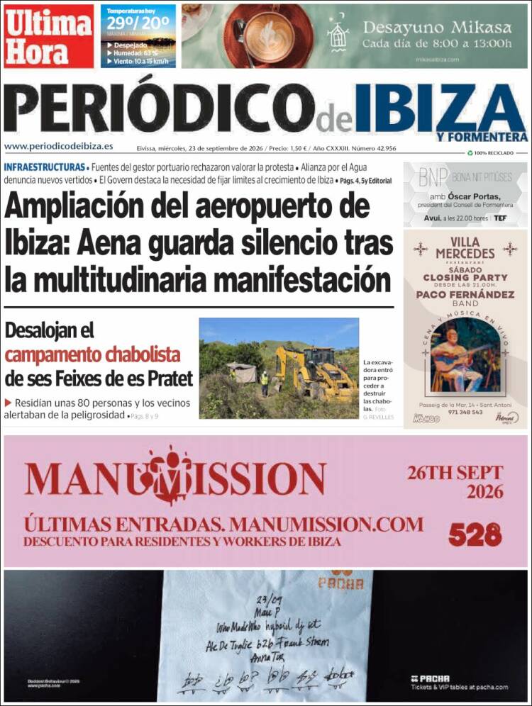 Portada de Periódico de Ibiza (Espa&ntilde;a)