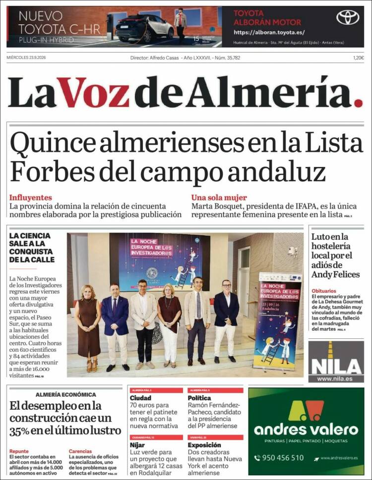 Portada de La Voz de Almería (Espa&ntilde;a)