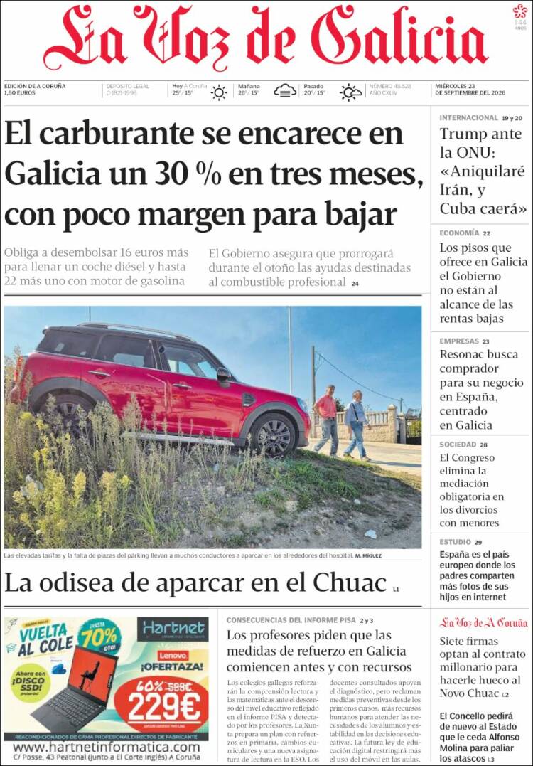 Portada de La Voz de Galicia (Espa&ntilde;a)
