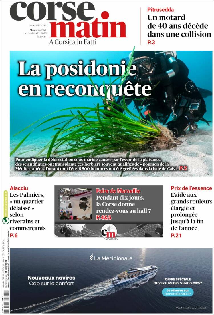 Portada de Corse-Matin (Francia)