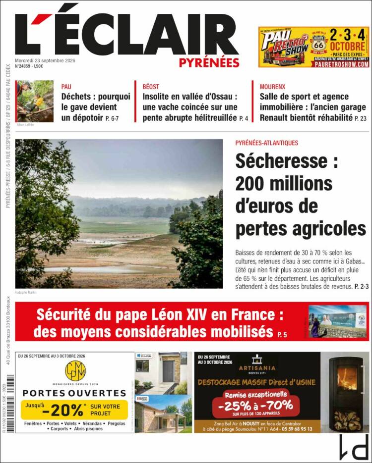 Portada de L'Eclair des Pyrénées (Francia)