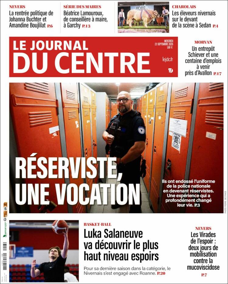Portada de Le Journal du Centre (Francia)
