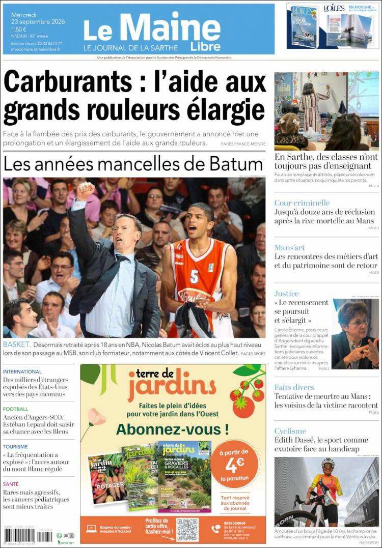 Portada de Le Maine Libre (Francia)
