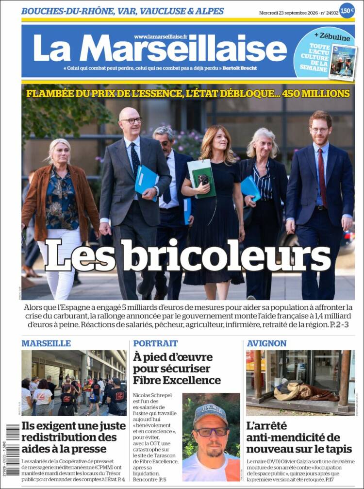 Portada de La Marseillaise (Francia)