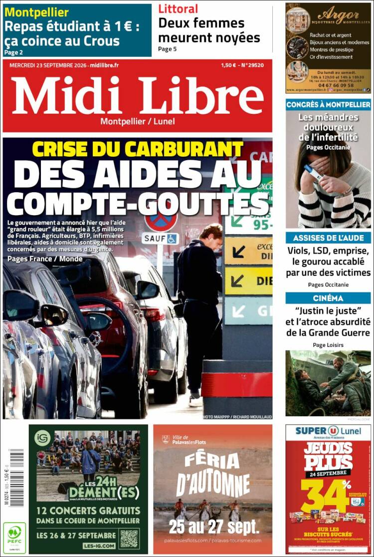Portada de Midi Libre (Francia)
