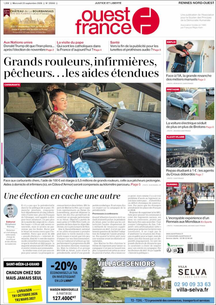 Portada de Ouest France (Francia)