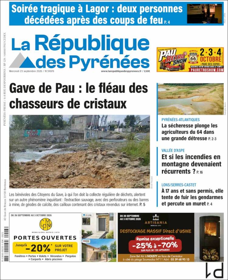 Portada de La République des Pyrénées (Francia)