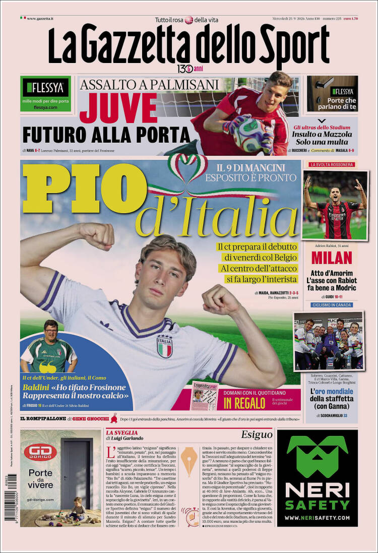 Portada de La Gazzetta dello Sport (Italia)