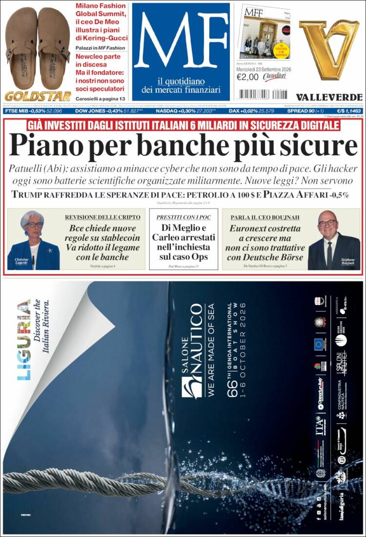 Portada de Milano Finanza (Italia)