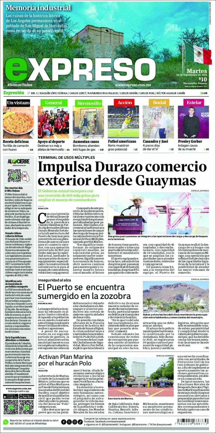 Portada de Expreso (M&eacute;xico)