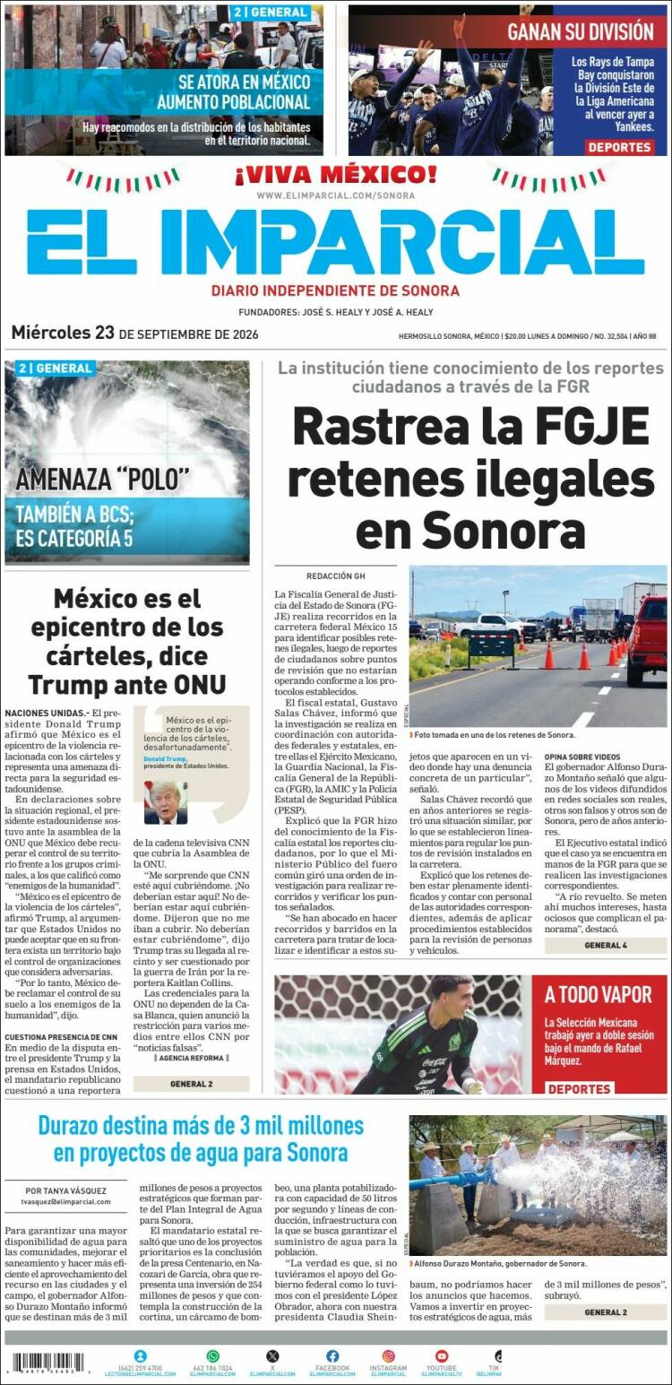 Portada de El Imparcial (M&eacute;xico)
