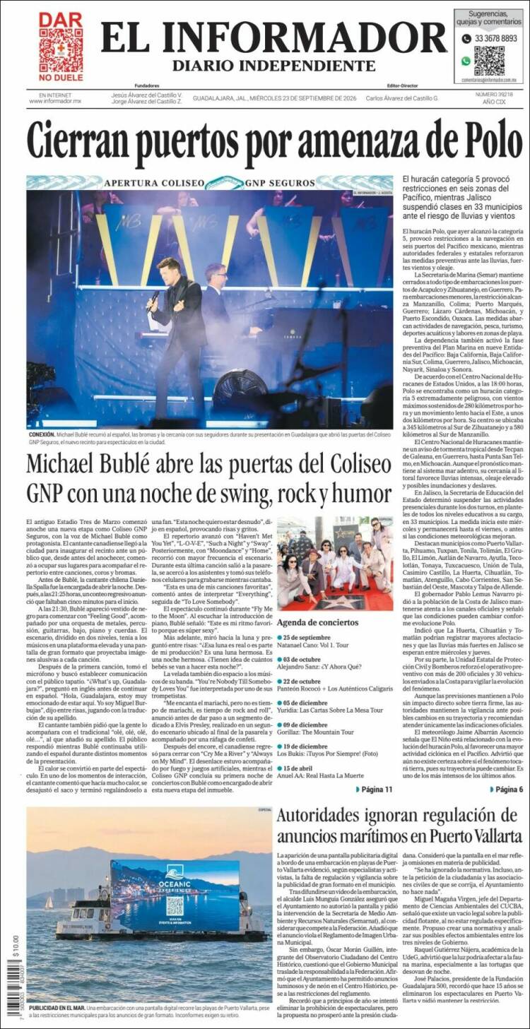 Portada de El Informador (M&eacute;xico)