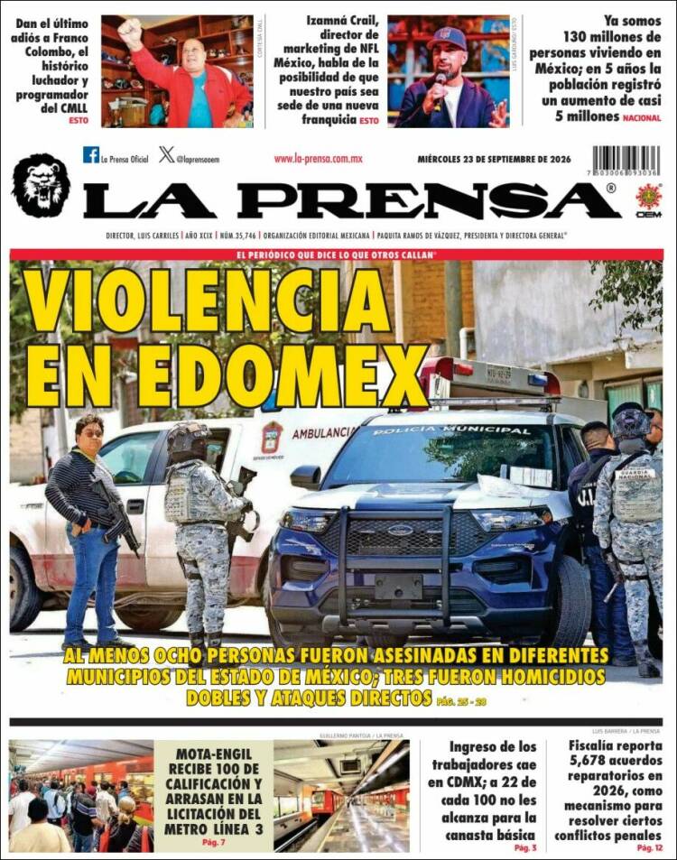 Portada de La Prensa (M&eacute;xico)