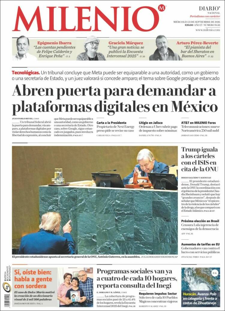 Portada de Milenio (M&eacute;xico)
