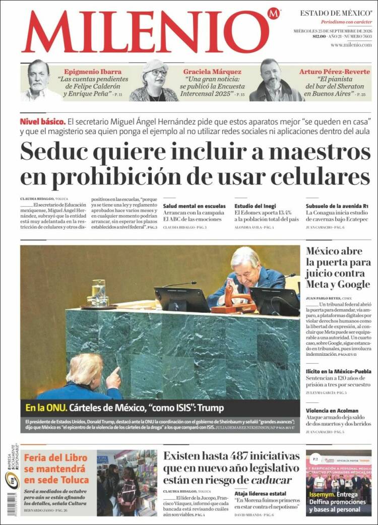 Portada de Milenio - Estado de México (M&eacute;xico)