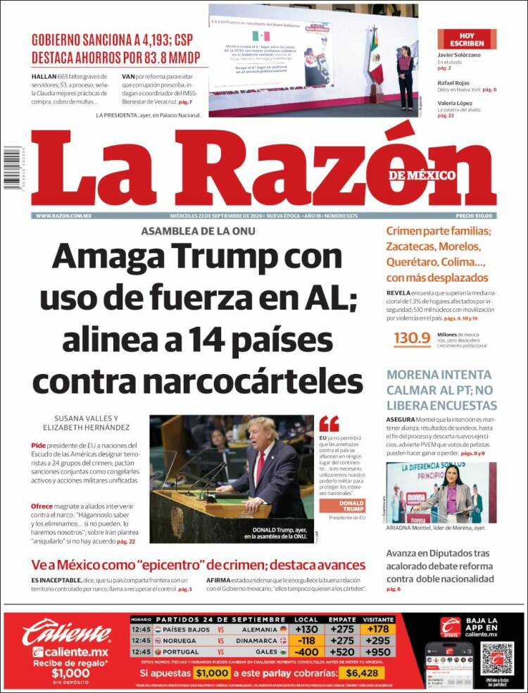 Portada de La Razón (M&eacute;xico)