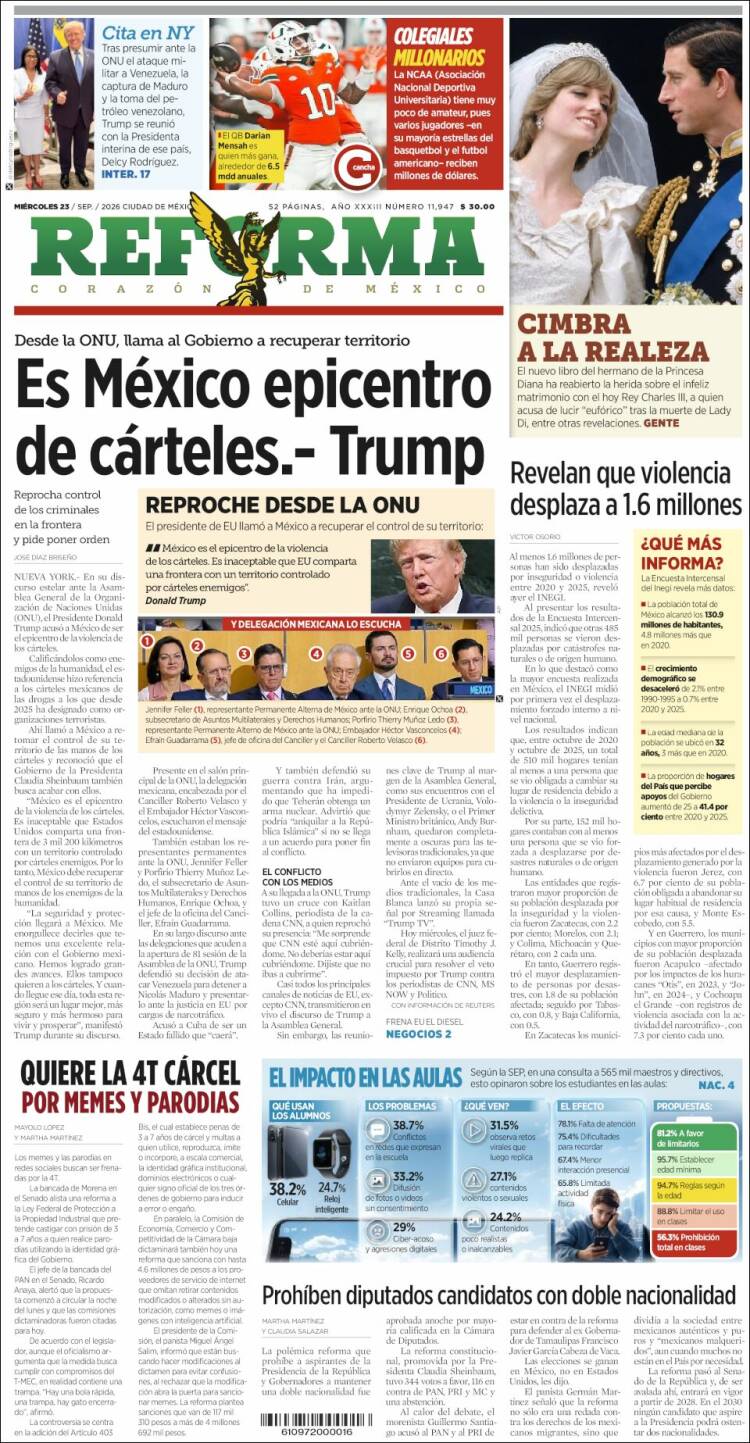 Portada de Reforma (M&eacute;xico)