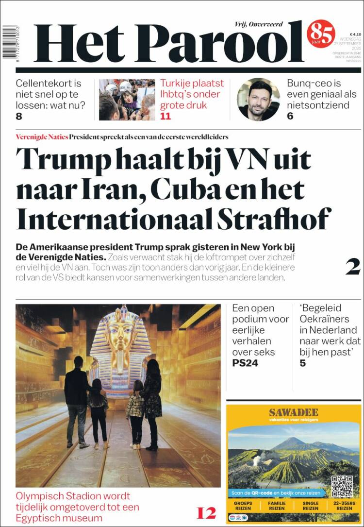 Portada de Het Parool (Pa&iacute;ses Bajos)
