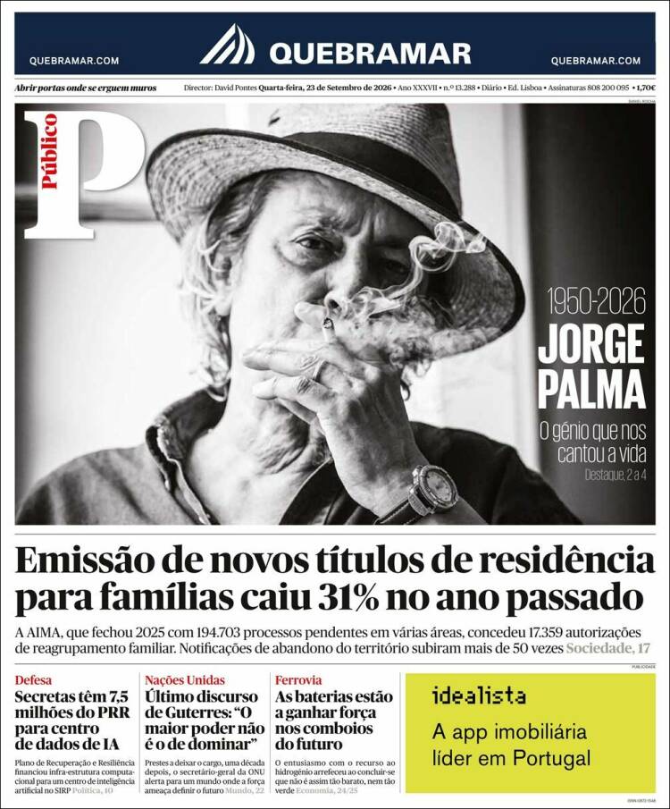 Portada de Público (Portugal)