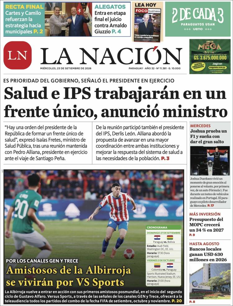 Portada de La Nación (Paraguay)