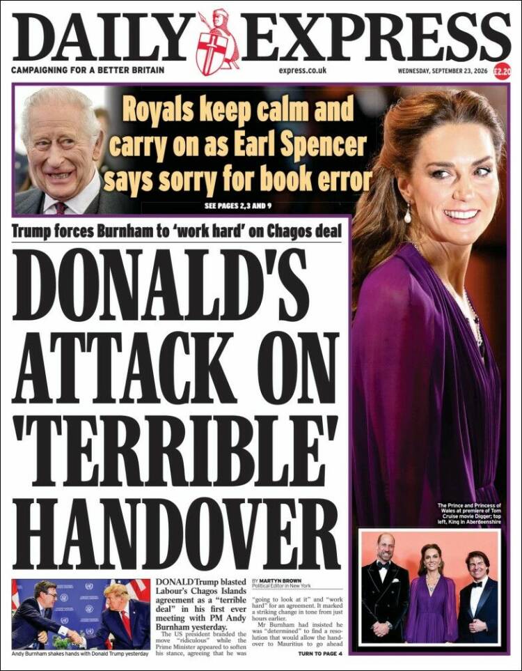 Portada de Daily Express (Reino Unido)
