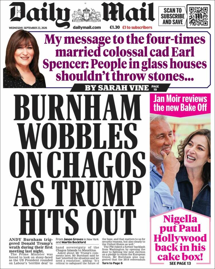 Portada de Daily Mail (Reino Unido)