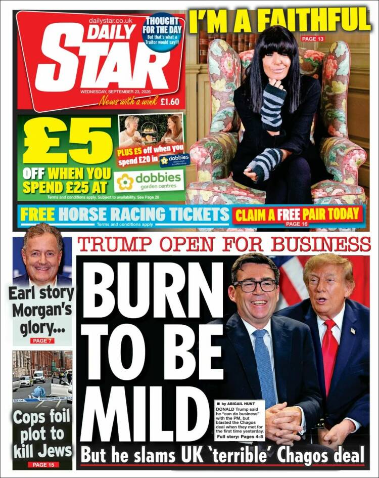 Portada de Daily Star (Reino Unido)