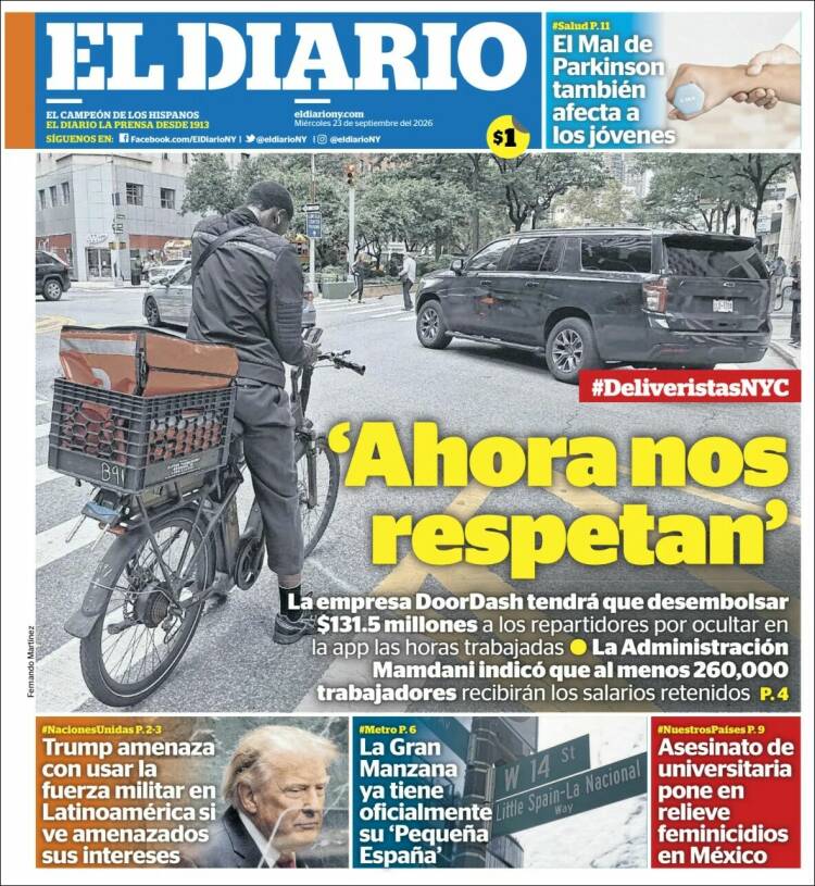 Portada de El Diario NY (USA)