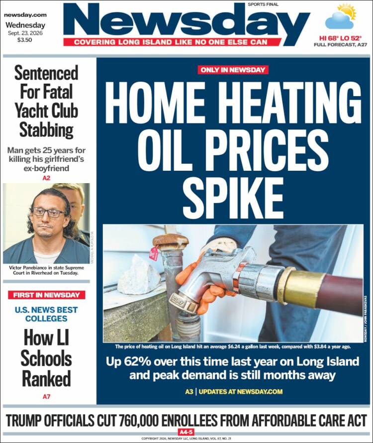 Portada de Newsday (USA)