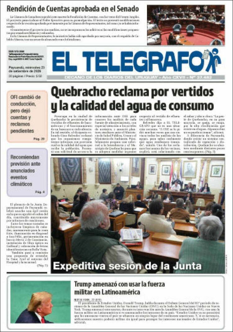 Portada de El Telégrafo (Uruguay)