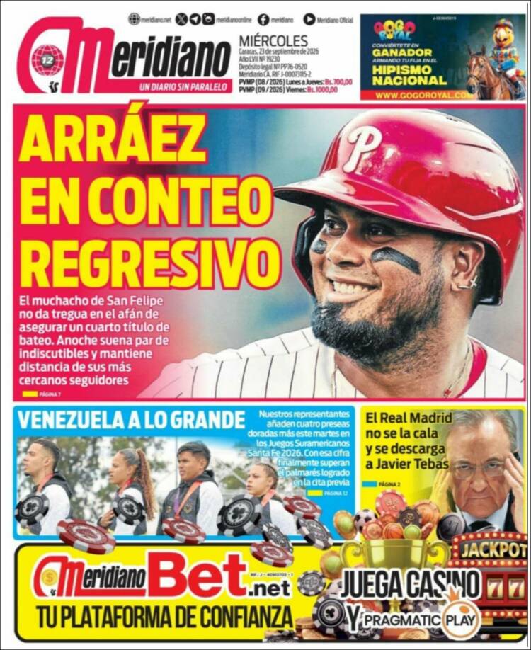 Portada de Meridiano (Venezuela)