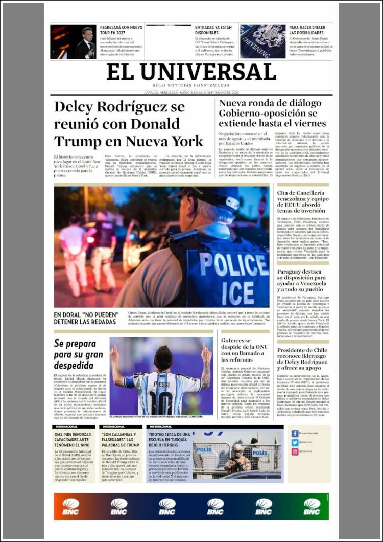 Portada de Universal (Venezuela)