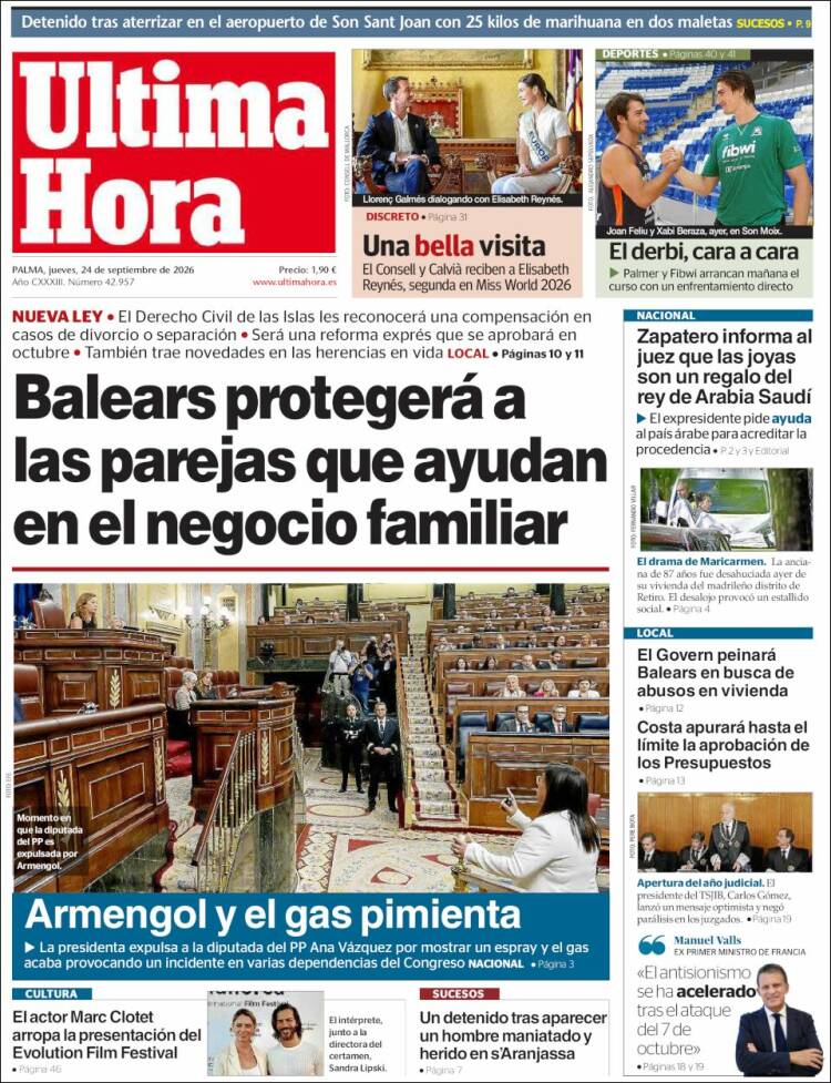 Portada de Última Hora (Espagne)