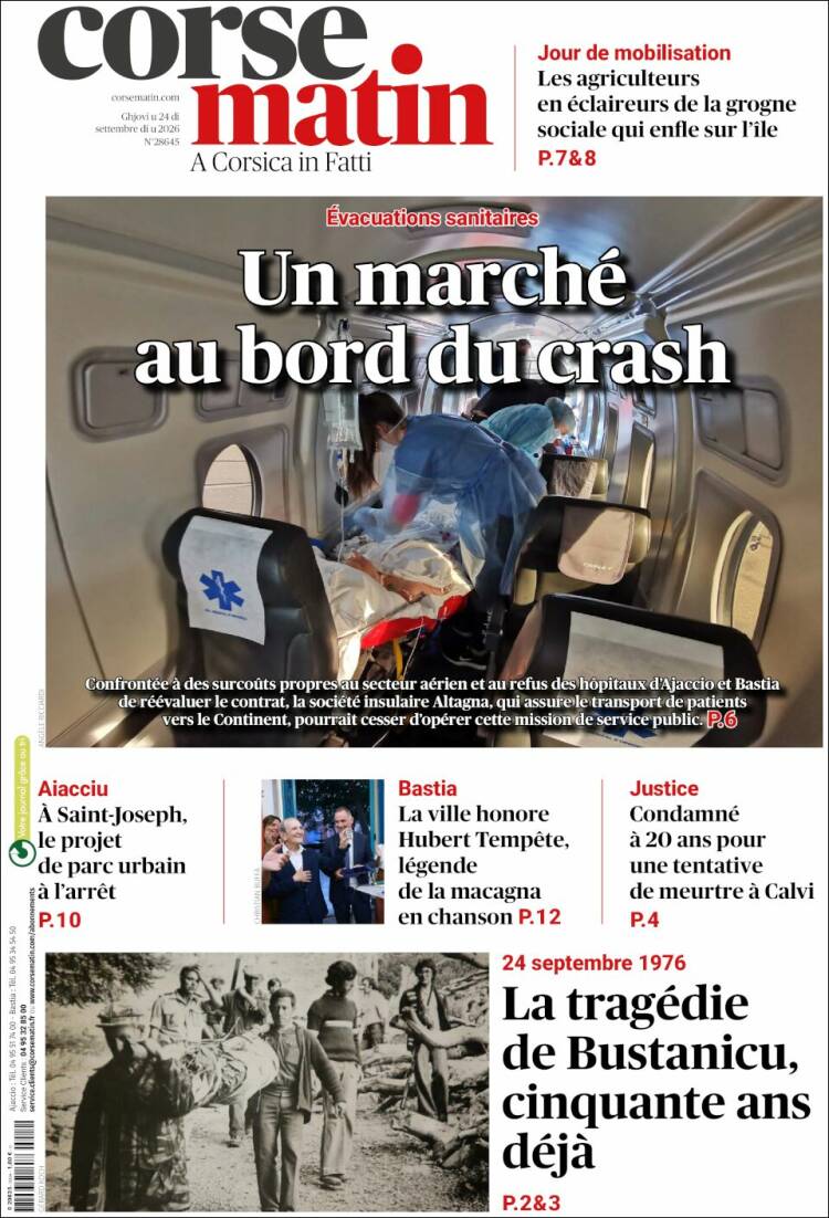 Portada de Corse-Matin (France)