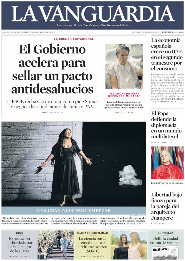 Portada de La Vanguardia (Espa&ntilde;a)